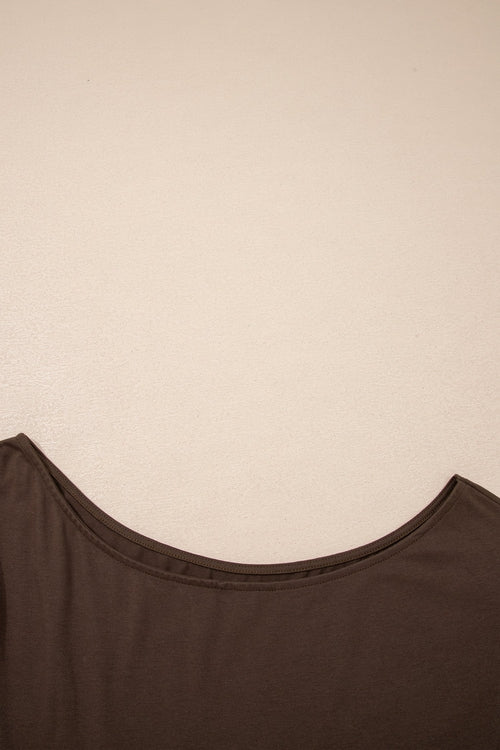Solid Asymmetric Neck Short Sleeve Blouse