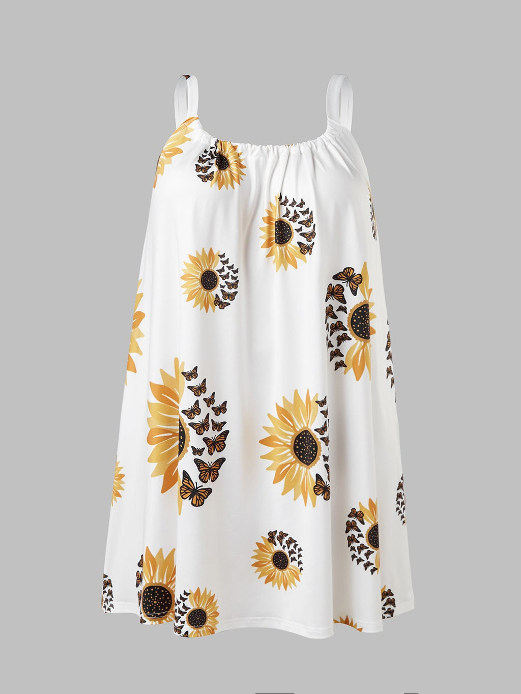 🌻 Sunflower Print Sleeveless Wrap Dress