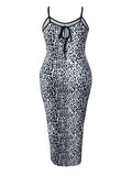 Leopard Print Bodycon Maxi Dress