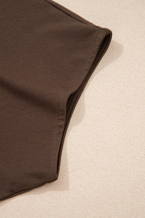 Solid Asymmetric Neck Short Sleeve Blouse