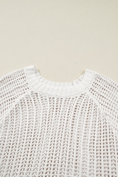 Crochet Bow Tie Short Sleeve Sweater