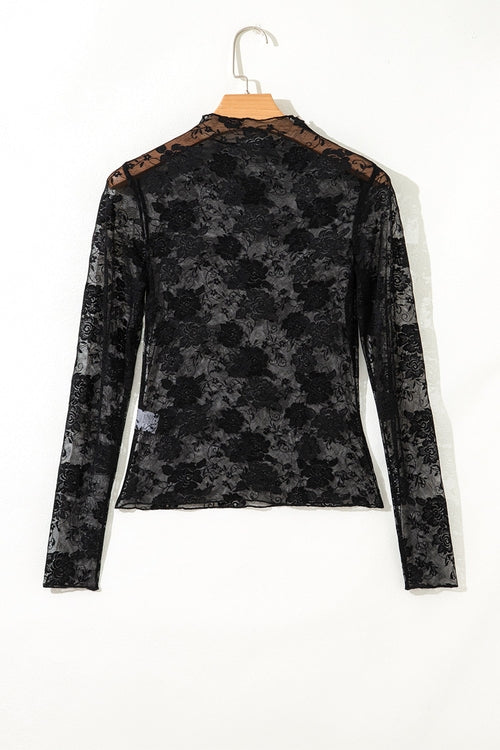 Floral Mesh Long Sleeve Top