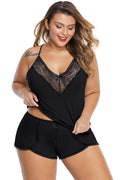 Black Pajamas Cami Shorts Set