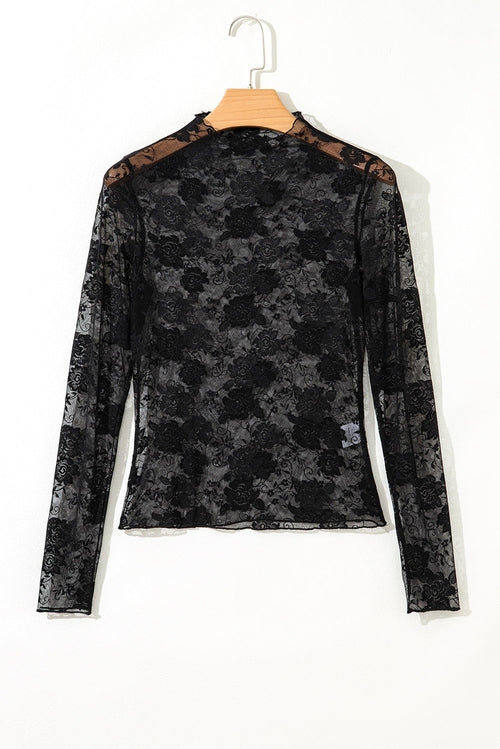 Floral Mesh Long Sleeve Top