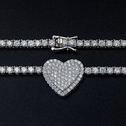 925 Silver Heart & Rose Necklace