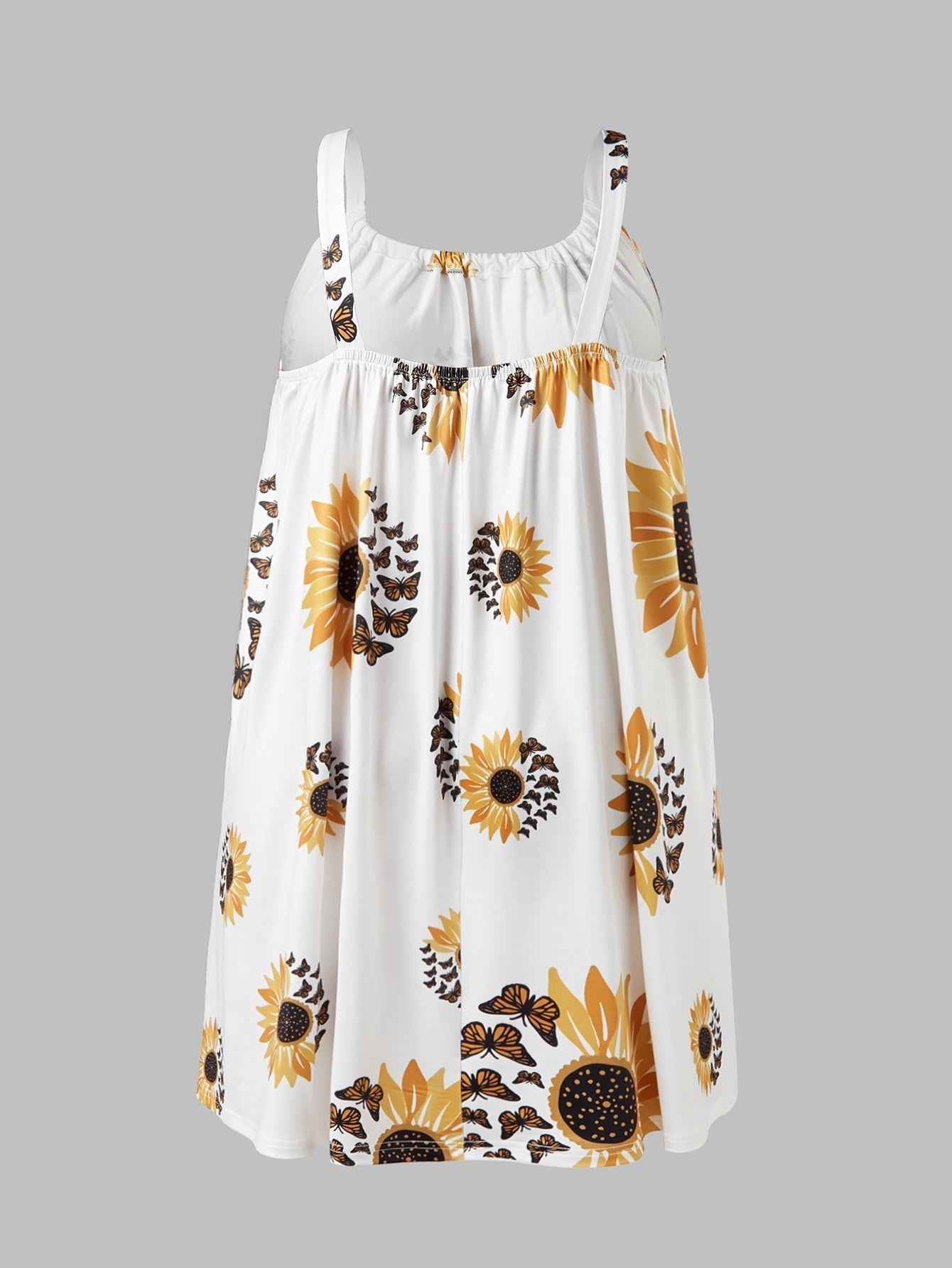 🌻 Sunflower Print Sleeveless Wrap Dress