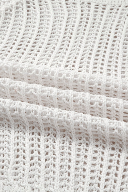 Crochet Bow Tie Short Sleeve Sweater