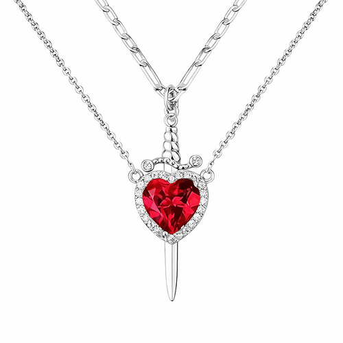 Dagger through the Ruby Heart Necklace